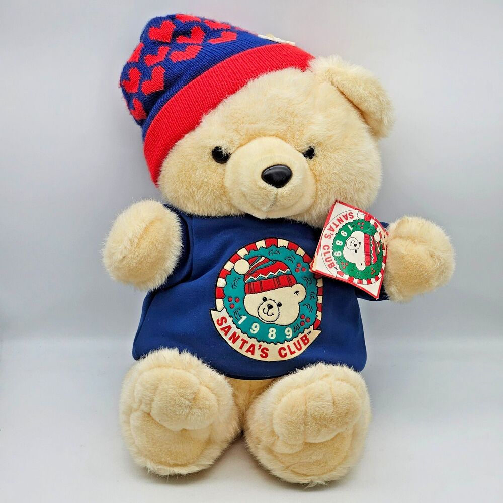 Christmas Bear Plush Stuffed Animal K-Mart 1989 Santas Club TAGS 18" VTG Dan Dee